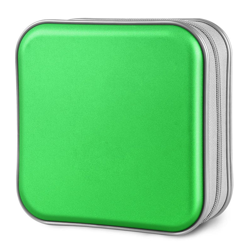 Siveit CD Case, 40 Capacity CD/DVD Case Holders Wallet Hard Plastic DVD Disc Cases Storage Binder for Car Home Office Travel (Green) - Image 1